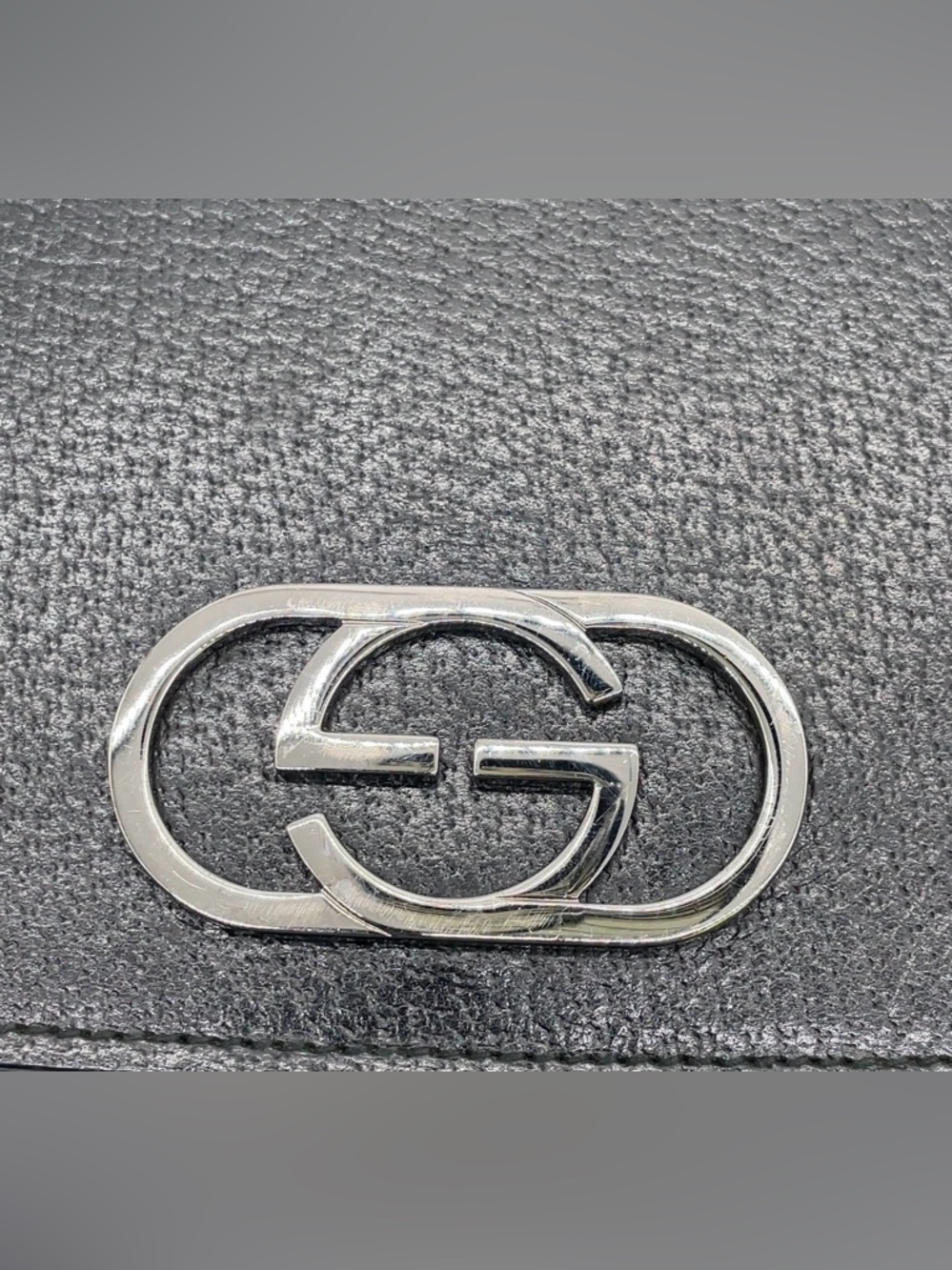 Gucci Black Leather Shoulder Bag with Silver Double G - Picture 12 of 16